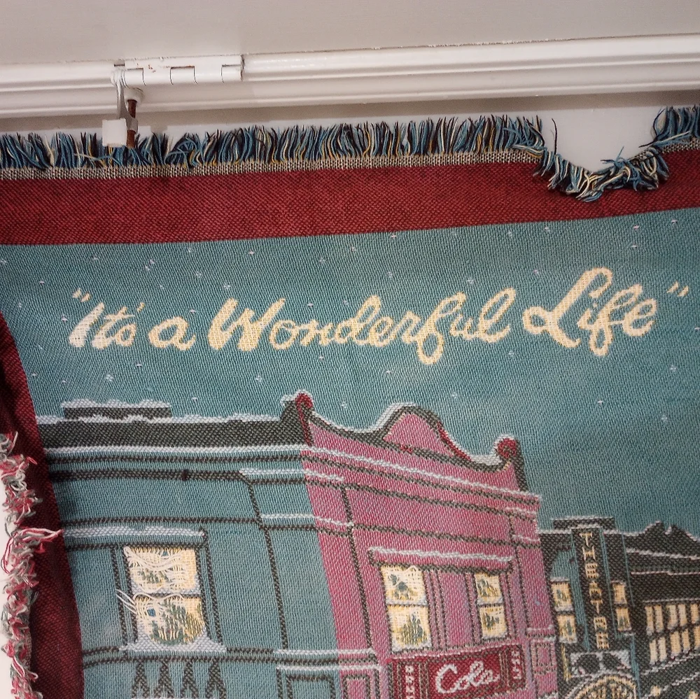 Goodwin Weavers Vintage 1993 It's A Wonderful Life Tapestry Blanket